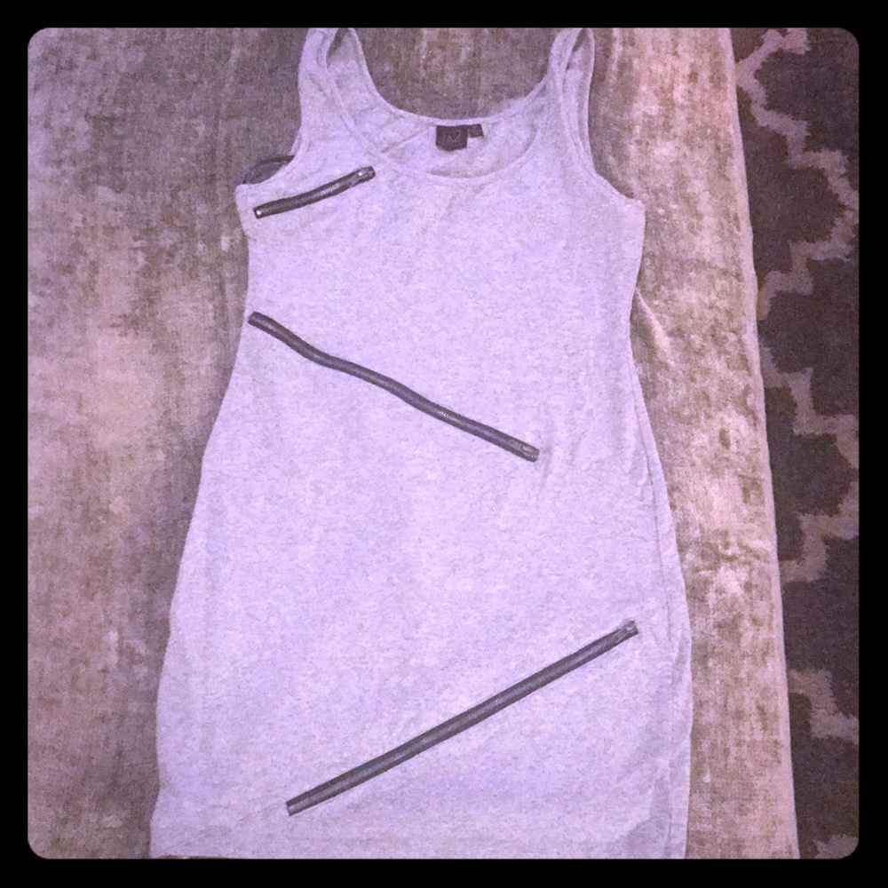 Grey zipper mini dress